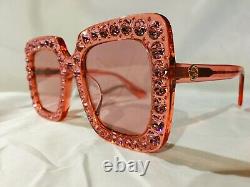 Authentique Nouvelle Gucci Gg0148s Lunettes De Soleil Crystal Pink Frame Lens