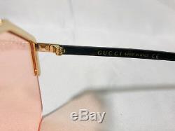 Authentique Nouvelle Lunettes De Soleil Gucci Gg0291s Gold Frame Pink Lens