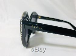 Authentique Nouvelle Lunettes De Soleil Gucci Gg118s Crystals Black Bling Grey Lens Eye Cat
