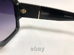 Authentiques nouvelles lunettes de soleil carrées noires à dégradé de Gucci pour dames GG0484S