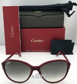 Cartier Femme Lunettes De Soleil Double C Décor Esw00111 Bordeaux Composite Grey Lens