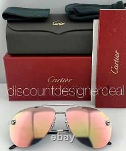 Cartier Panthère Aviator Argent Rose 005 Mirrored Objectif Ct0065s 60mm