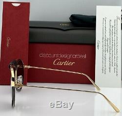 Cartier Santos Aviator Lunettes De Soleil D'or Corne De Buffle Gris Polarisants Ct0098s 001
