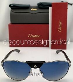 Cartier Santos Lunettes De Soleil Carbon Silver Bois Bleu Polarized Ct0088s 002 61