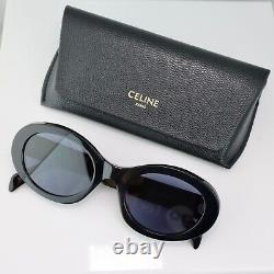 Celine CL40194U 01A Lunettes de soleil rondes noires de 52mm avec verres gris