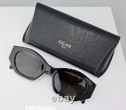 Celine CL40238U 01A Lunettes de soleil noires à monture œil de chat de 55mm avec verres gris