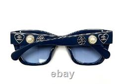 Chanel 5478 1643/S2 Lunettes de soleil bleu marine avec logo de charmes perles argentées cœur CC