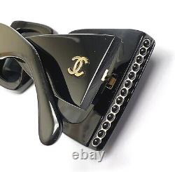 Chanel 5480H 622/T8 Lunettes de soleil noir poli avec perles en verre CC doré polarisées