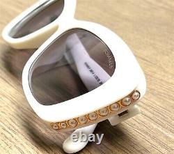 Chanel 5481H 1255/S6 Lunettes de soleil blanc crème avec perles en verre et logo CC en or
