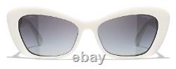 Chanel 5481H 1255/S6 Lunettes de soleil blanc crémeux avec perles en verre Logo CC en or NEUF