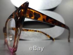Classique Vintage Retro Cat Eye Lentilles Transparentes Eye Glasses Tortoise Et Cadre Rose