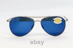 Costa Del Mar Piper Sunglasses Velvet Silver / Blue Mirror 580p Verre Polarisé