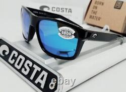Costa Del Mar SLACK TIDE lunettes de soleil polarisées en noir brillant/bleu miroir 580G Nouveau