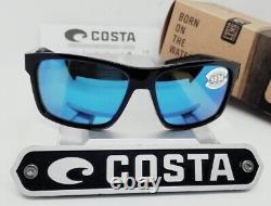 Costa Del Mar SLACK TIDE lunettes de soleil polarisées en noir brillant/bleu miroir 580G Nouveau