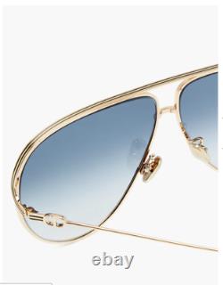 Dior Christien Femme Everdior Aviator Gold Metal Frame Lunettes De Soleil Blue Lens