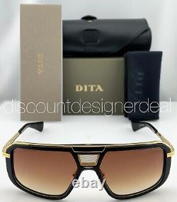 Dita Mach Eight Lunettes De Soleil Dts400-a-01 Matte Black Gold Brown Gradient Lens Nouveau