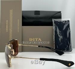 Dita Symeta Type 403 Lunettes De Soleil Aviator Black Gold Brun Lens Dts126-62-02 Nouveau