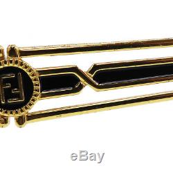 Fendi Logos Lunettes De Soleil Black Gold-tone Eye Vintage Wear Italie Authentique # W695 M