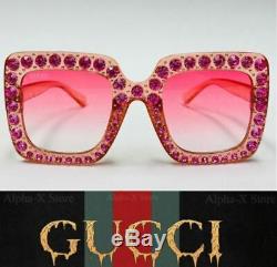 Gucci Femmes Ladys Gg0148s 003 Lunettes De Soleil Gradient Cristal Rose 53mm