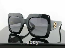 Gucci Gg0053s Noir / Grey Lens Square Femmes Lunettes De Soleil Surdimensionnées 100% Uv