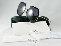 Gucci Gg0106s 001 Or / Noir Lunettes De Soleil Hexagonal