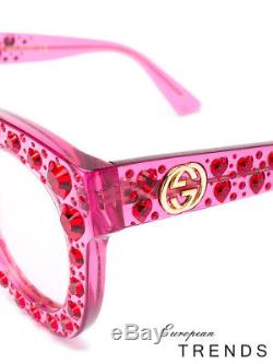 Gucci Gg0116 / S Swarovski Crystal Avec Lunettes De Soleil En Acétate Rose Rose Authentic