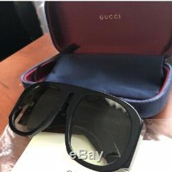 Gucci Gg0152s 002 Acétate Noir Cadre Vert Dégradé Lentille Lunettes De Soleil Surdimensionnées