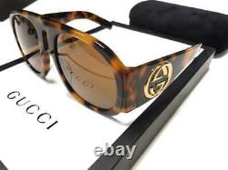 Gucci Gg0152s Havana Lens Tortoiseshell Acétate Frame Lunettes De Soleil Surdimensionnées