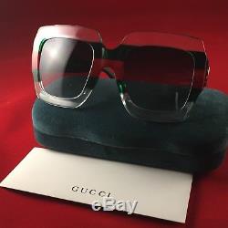 Gucci Gg0178s 001 Transparent Vert 54mm Oversized Square Women Lunettes De Soleil