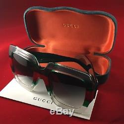 Gucci Gg0178s 001 Transparent Vert 54mm Oversized Square Women Lunettes De Soleil