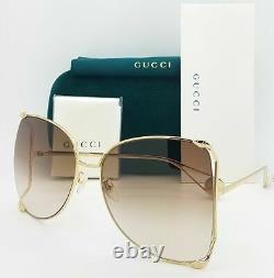Gucci Gg0252s Brown Gold Metal Oversize Round-frame Lunettes De Soleil Unisexes (003)