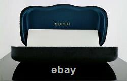 Gucci Gg0307s Lunettes De Soleil Pliables Noires Verre Bleu Clair Avec Cristaux 100% Uv