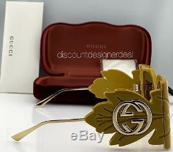Gucci Lunettes De Soleil Carrées Surdimensionnées Gg0535s 004 Cadre Or Jaune Lentille Jaune Nouveau