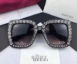 Gucci Lunettes De Soleil Femmes Black / Grey Gradient Crystals