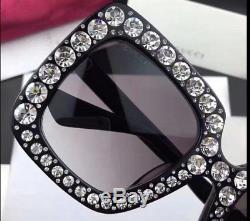 Gucci Lunettes De Soleil Femmes Black / Grey Gradient Crystals