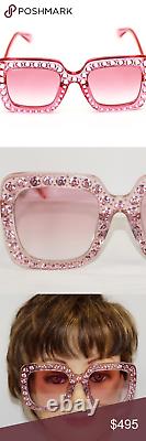 Gucci Pink Crystal Gg0148s 003 Gradient Lense Oversized Ladies Lunettes De Soleil