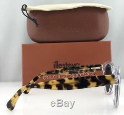 Illesteva Lunettes De Soleil Leonard Rond Cadre Transparent Rose Miroir Lens Leopard C. 25