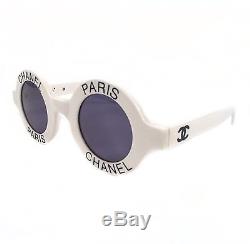 Lunettes De Soleil Chanel Most Wanted Round Logo Paris Vintage Blanc Noir CC Demi Teinte