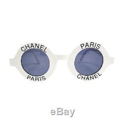 Lunettes De Soleil Chanel Most Wanted Round Logo Paris Vintage Blanc Noir CC Demi Teinte