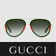 Lunettes De Soleil Gucci Gg0062s 003 Or Rouge Vert / Gris Pour Femme