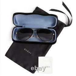 Lunettes De Soleil Gucci Gg0062s 007 Black & Gold /grey Gradient Pilot Sonnenbrille 57mm