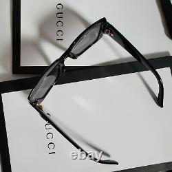 Lunettes De Soleil Gucci Pour Femmes Gg0053s 001 Black Grey Gradient Opened Box