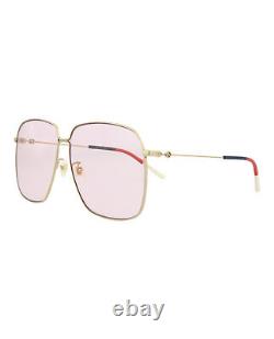 Lunettes de créateur Gucci pour femmes carrées/rectangulaires en or rose