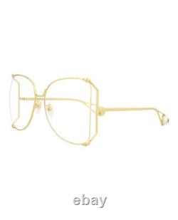Lunettes de créateur Gucci pour femmes en or rondes/ovales transparentes