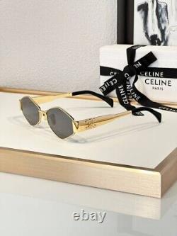 Lunettes de soleil Celine Triomphe Gold en métal avec boîte CL40234U pour femmes
