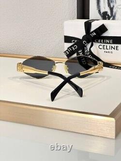 Lunettes de soleil Celine Triomphe Gold en métal avec boîte CL40234U pour femmes