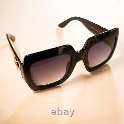 Lunettes de soleil Gucci GG0053S noires / verres gris pour femmes carrées surdimensionnées 100% UV