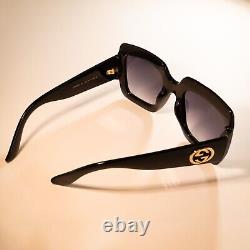 Lunettes de soleil Gucci GG0053S noires / verres gris pour femmes carrées surdimensionnées 100% UV