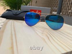Lunettes de soleil Ray Ban Aviator Blue Flash/Verres Miroir Taille 58mm Standard