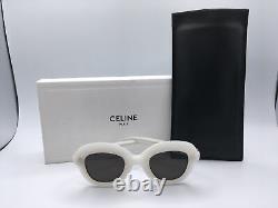 Lunettes de soleil carrées Celine CL 41445 pour femmes, monture blanche, verres gris, 46MM